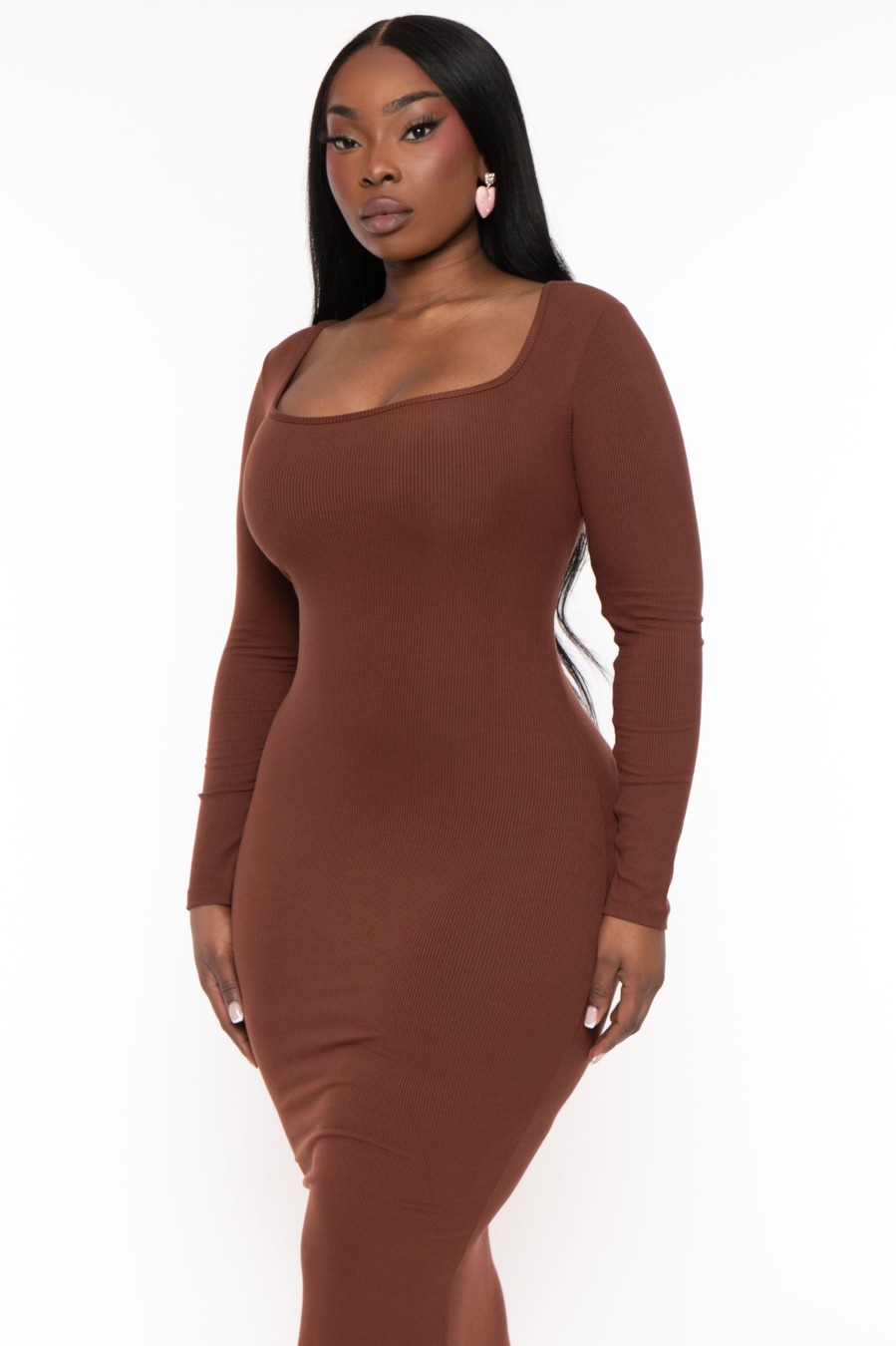 Dresses XIAMEN HEXIN INTERNATIONAL | Plus Size Elanor Shapeware Dress - Brown