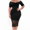 Little Black Styles Curvy Sense | Plus Size Anadora Off The Shoulder Dress Black