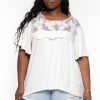 Tops CULTURE CODE | Plus Size Judy Lace Embroidered Top Ivory