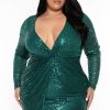 Dresses Curvy Sense | Plus Size Roxeanne Sequins Dress Green