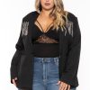 Outerwear GEE GEE | Plus Size Rhinestone Babe Blazer Black