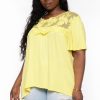 Tops CULTURE CODE | Plus Size Judy Lace Embroidered Top Yellow