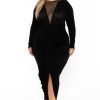 Little Black Styles Curvy Sense | Plus Size Zaya Draped Midi Dress Black