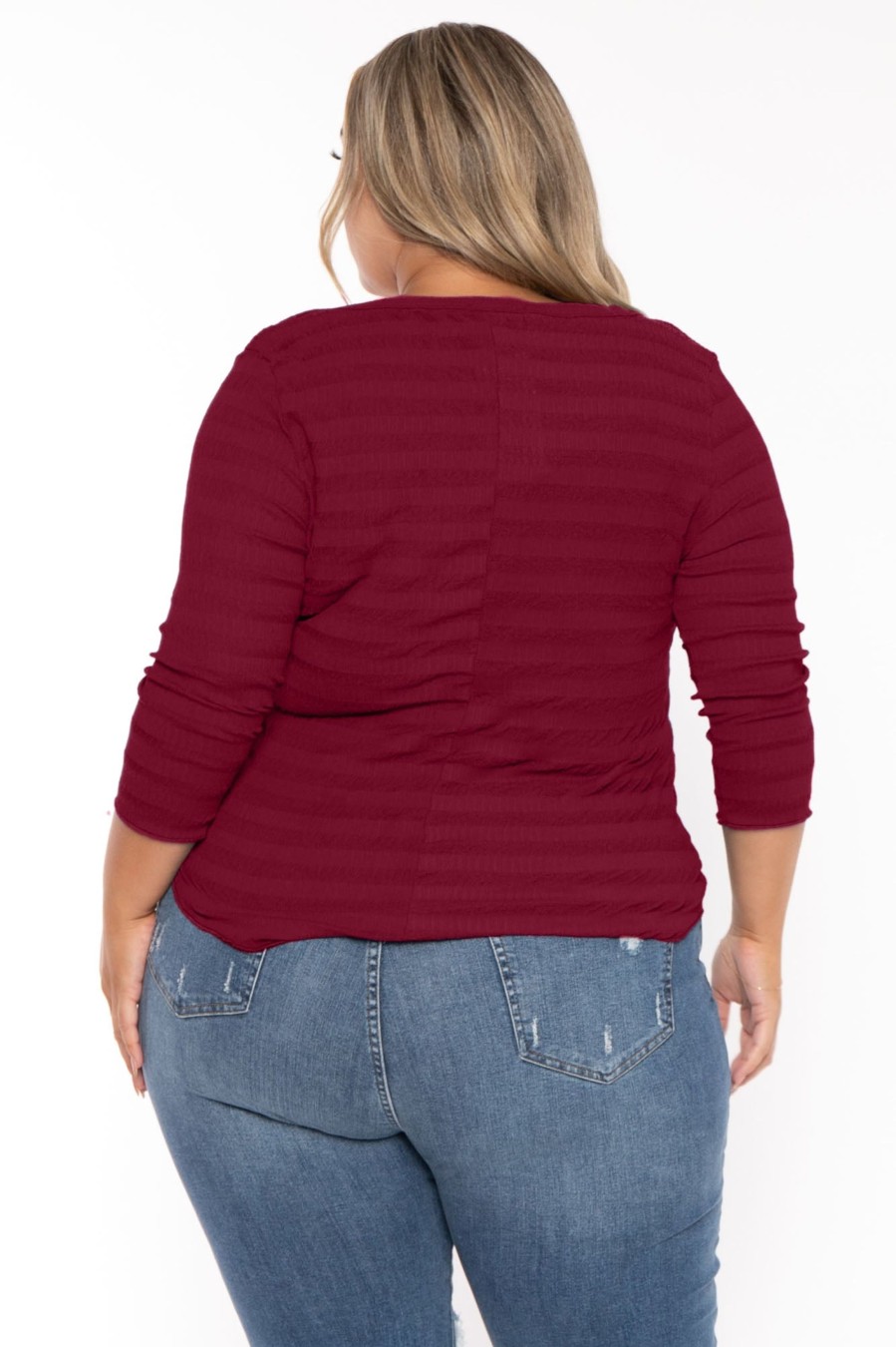 Tops CULTURE CODE | Plus Size Agnes Notch Scoop Neck Top Wine