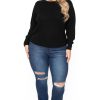 Jeans & Denim Wax Jean | Plus Size Destructed Flare Jean Dark Wash