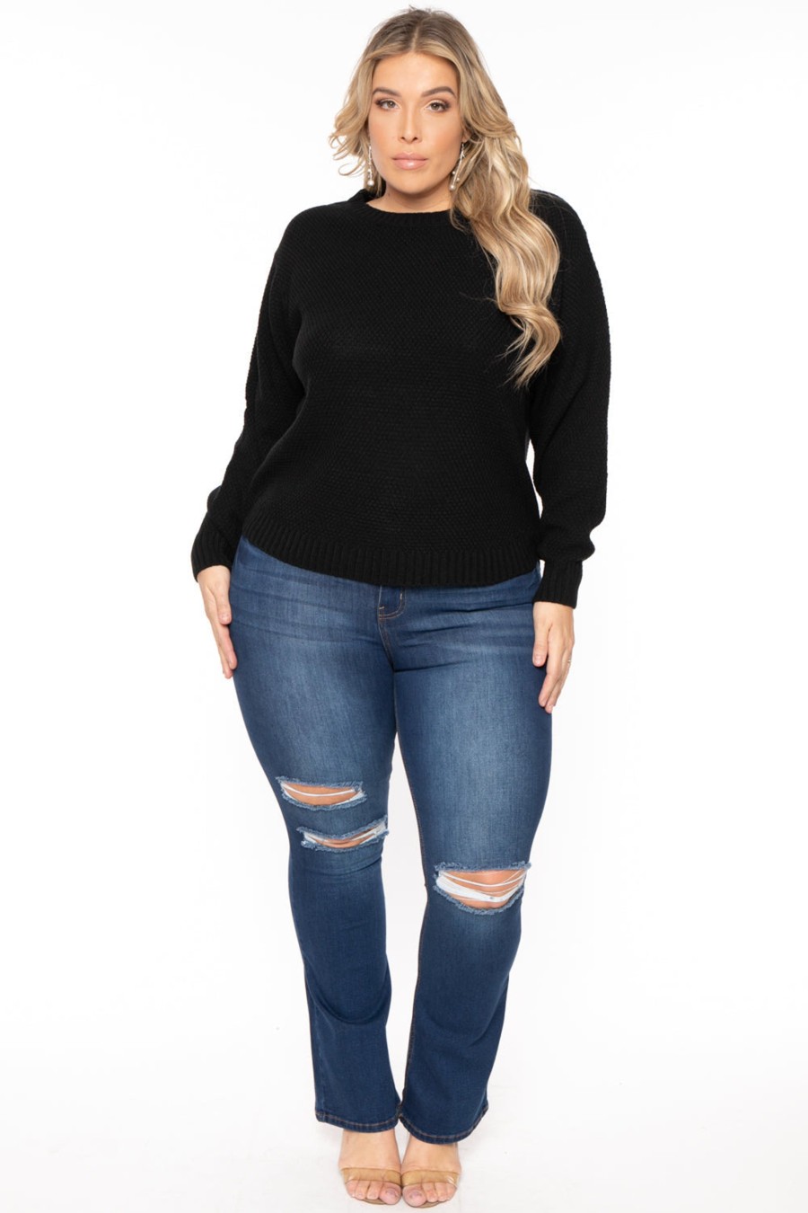 Jeans & Denim Wax Jean | Plus Size Destructed Flare Jean Dark Wash