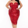 Dresses Curvy Sense | Plus Size Dallyn Sequin Dress Red