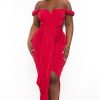 Dresses Curvy Sense | Plus Size Stella Front Drape Dress Red