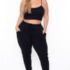 Bottoms Ambiance | Plus Size Sweat Jogger Black