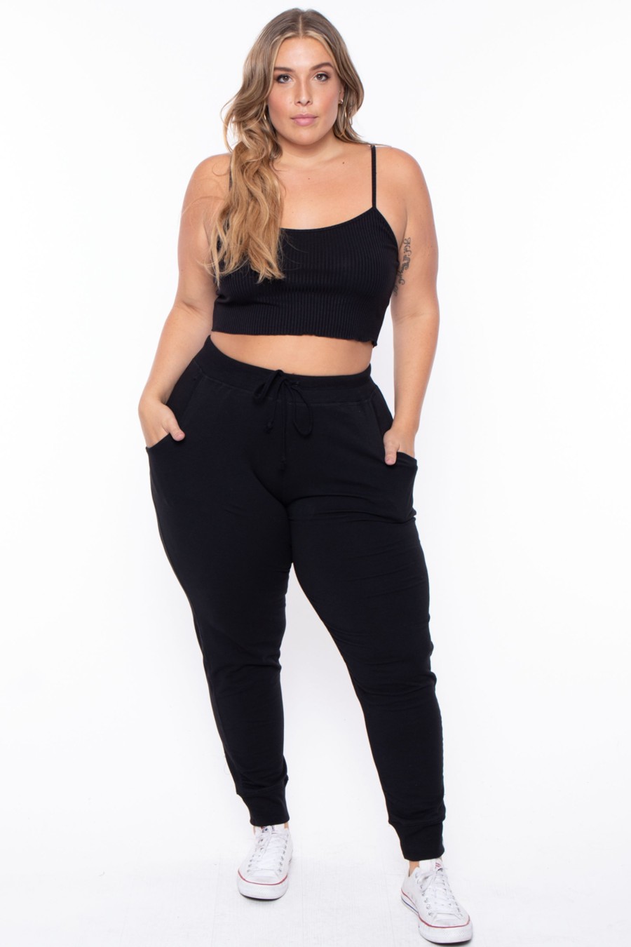 Bottoms Ambiance | Plus Size Sweat Jogger Black