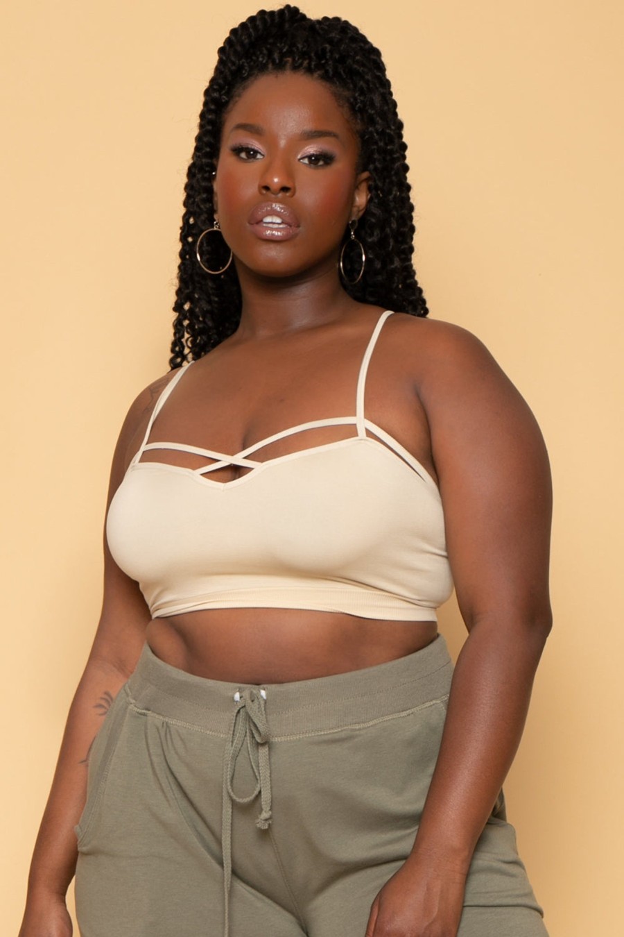 Bottoms Ambiance | Plus Size Sweat Jogger Olive