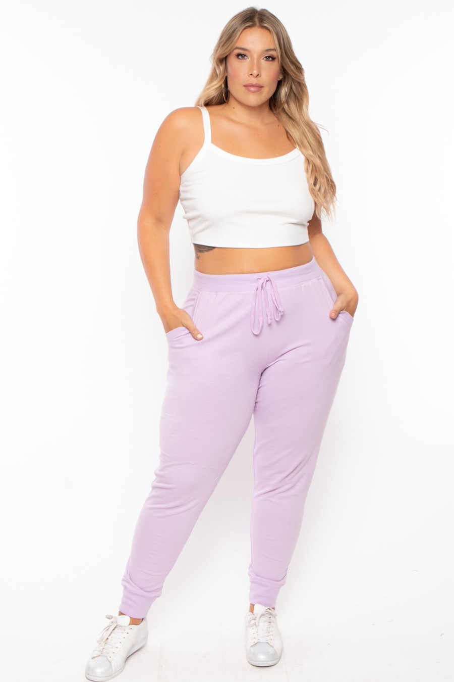 Bottoms Ambiance | Plus Size Sweat Jogger Lavender