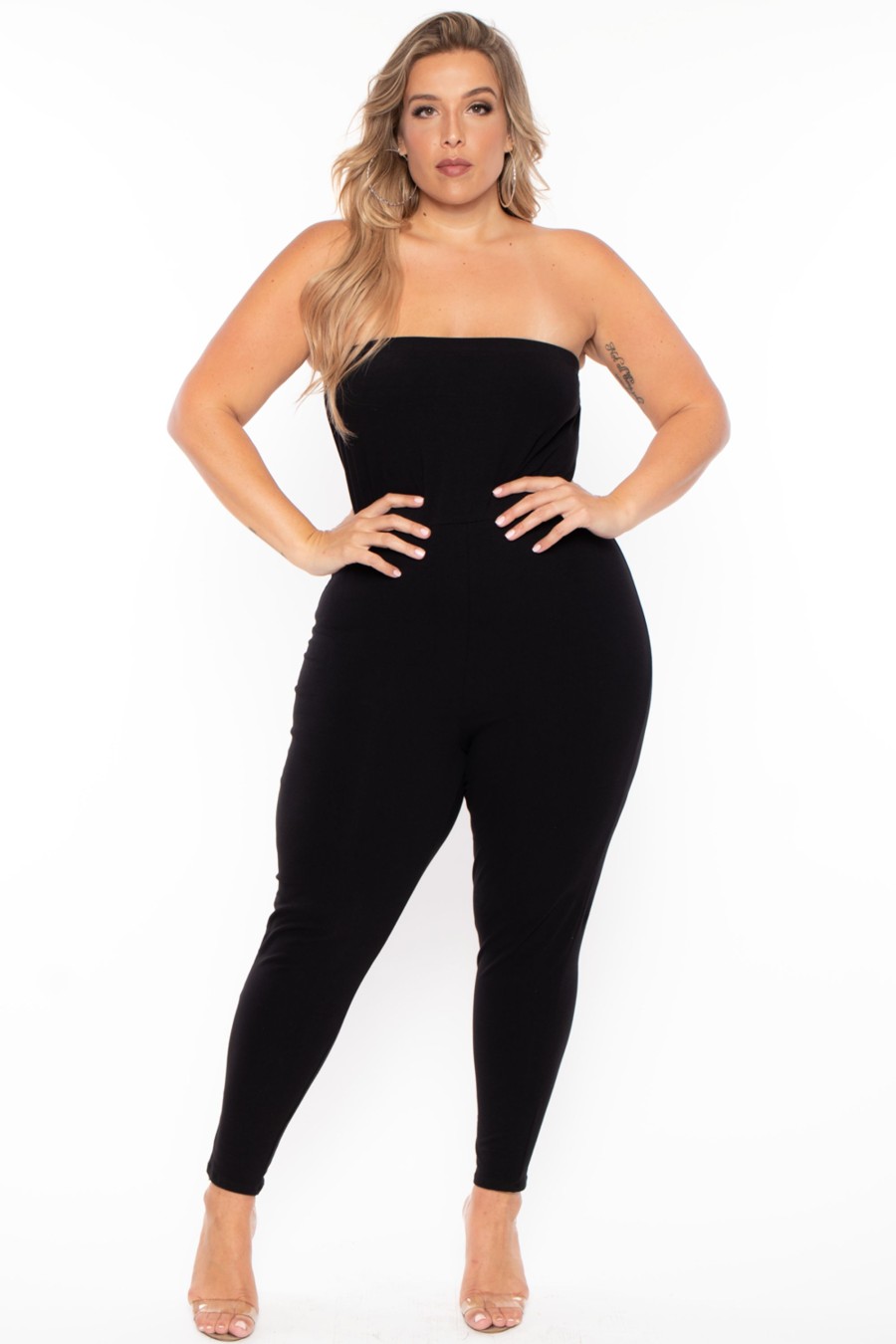 Little Black Styles Curvy Sense | Plus Size Mauri Strapless Catsuit Black