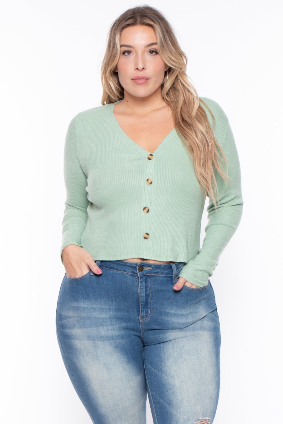 Tops Ambiance | Plus Size Delaney Sweater Sage