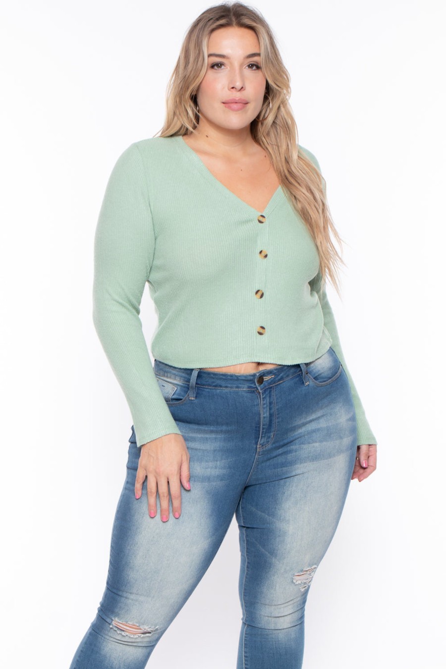 Tops Ambiance | Plus Size Delaney Sweater Sage