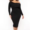 Dresses Curvy Sense | Plus Size Cerise One Shoulder Dress Black