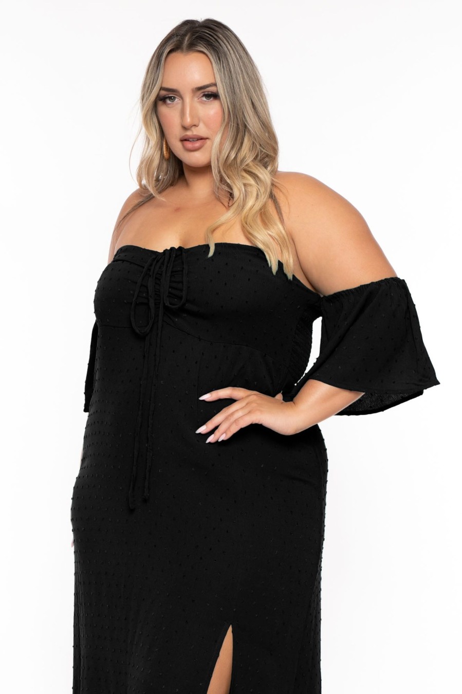 Dresses CULTURE CODE | Plus Size Moriah Swiss Dot Maxi Dress Black