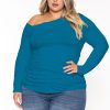 Tops CULTURE CODE | Plus Size Della Asymmetric Neck Top Turquoise