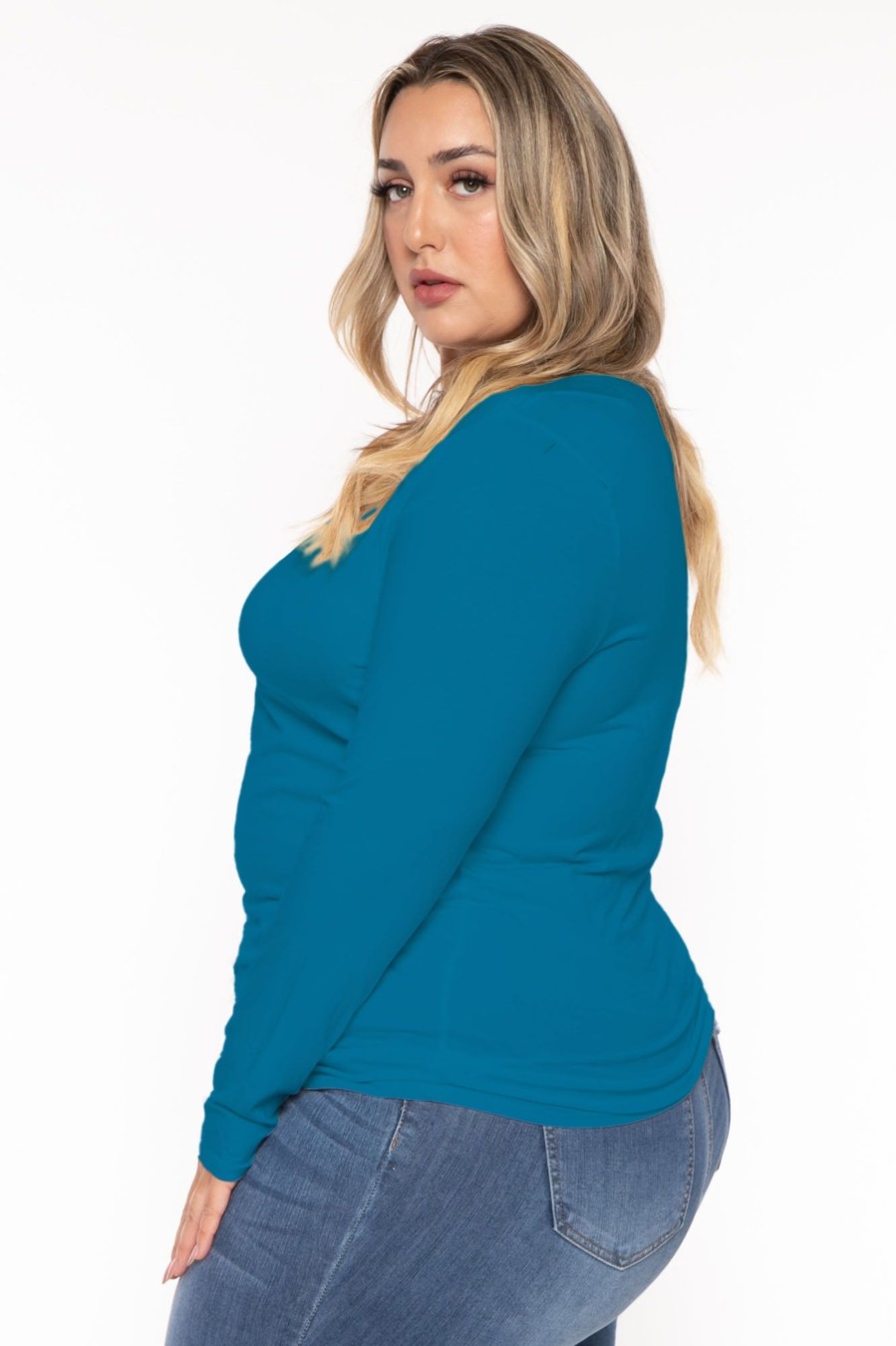 Tops CULTURE CODE | Plus Size Della Asymmetric Neck Top Turquoise