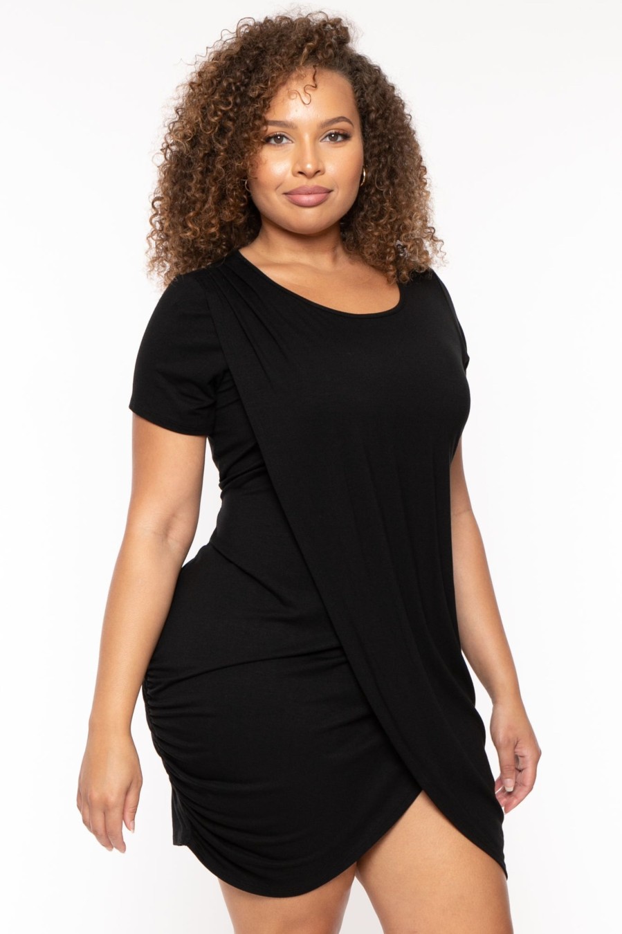 Little Black Styles Curvy Sense | Plus Size Dolley Tulip Mini Dress Black