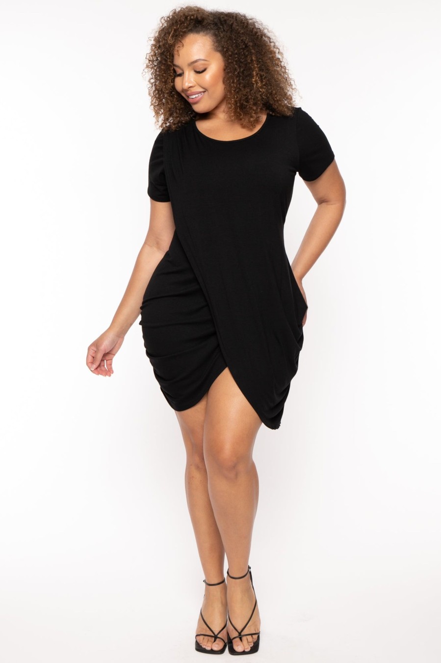 Little Black Styles Curvy Sense | Plus Size Dolley Tulip Mini Dress Black