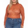 Tops CULTURE CODE | Plus Size Kairi Lace Bodysuit Rust