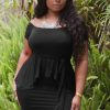 Dresses Curvy Sense | Plus Size Julia Peplum Dress Black