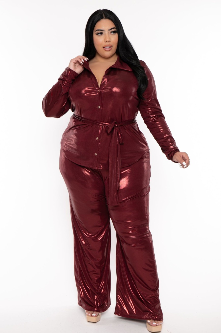 Matching Sets The Curve LA | Plus Size Teya Matching Pant Set Burgundy