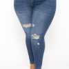 Jeans & Denim Wax Jean | Plus Size Distressed Stretch Skinny Jeans Medium Wash