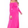 Dresses Curvy Sense | Plus Size Eliana M- Slit Dress Pink