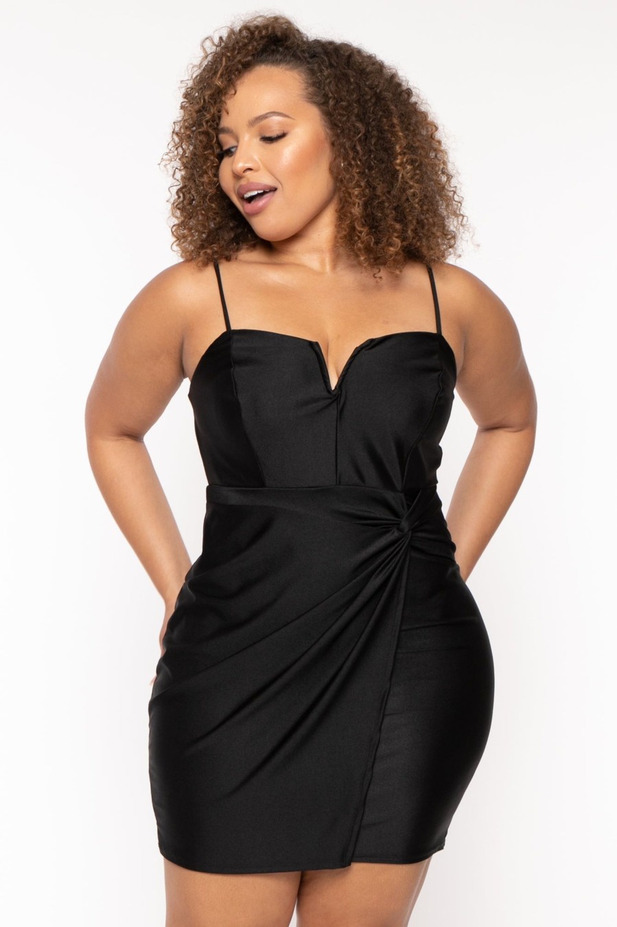 Little Black Styles Curvy Sense | Plus Size Lunette Cami Mini Dress Black