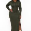 Dresses CULTURE CODE | Plus Size Adrienne Hoodie Maxi Dress Dark Olive