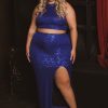 Matching Sets Curvy Sense | Plus Size Kannada Cropped Matching Set Blue