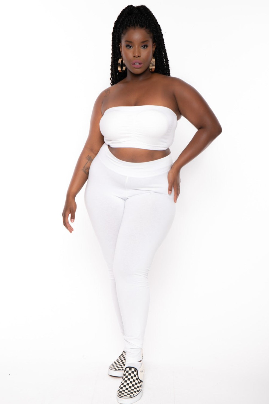 Bottoms Uni Active Mopas | Plus Size Stretch-Knit Leggings White