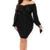 Little Black Styles Curvy Sense | Plus Size Kiera Sweetheart Sweater Dress Black