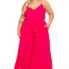 Jumpsuits & Rompers Davi u0026 Dani | Plus Size Kyra Flare Leg Jumpsuit Hot Pink