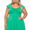 Dresses Curvy Sense | Plus Size Jeanne Flare Dress Green