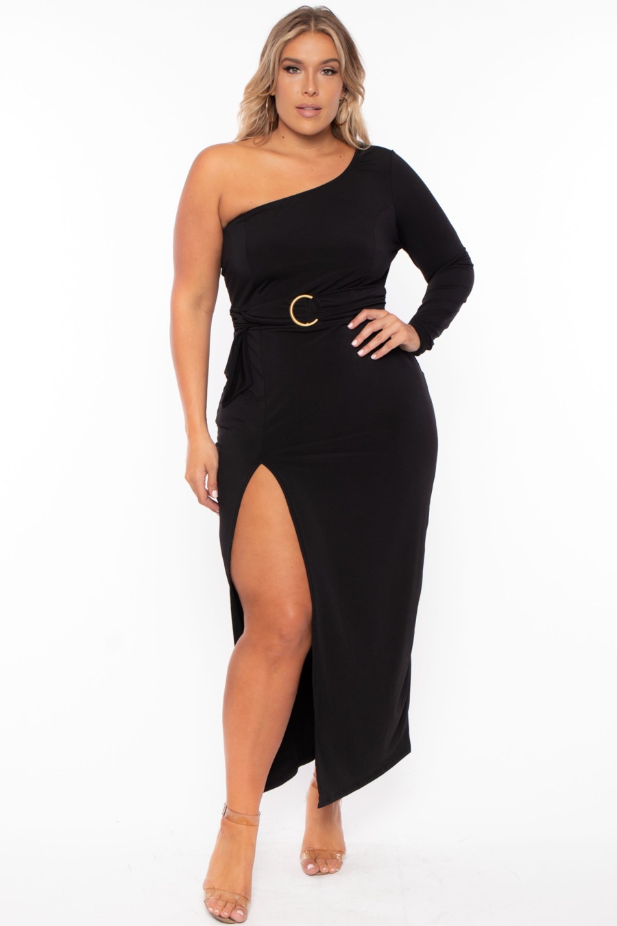 Dresses Curvy Sense | Plus Size Alana Belted Dress Black