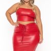 Matching Sets D ROCK | Plus Size Alisha Vegan Leather Matching Set Red