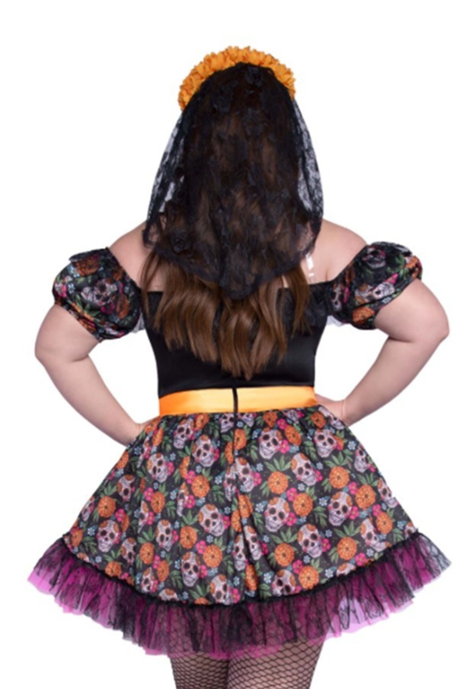 Intimates DONNA DI CAPRI | Plus Size 2 Piece Day Of The Dead Costume Black