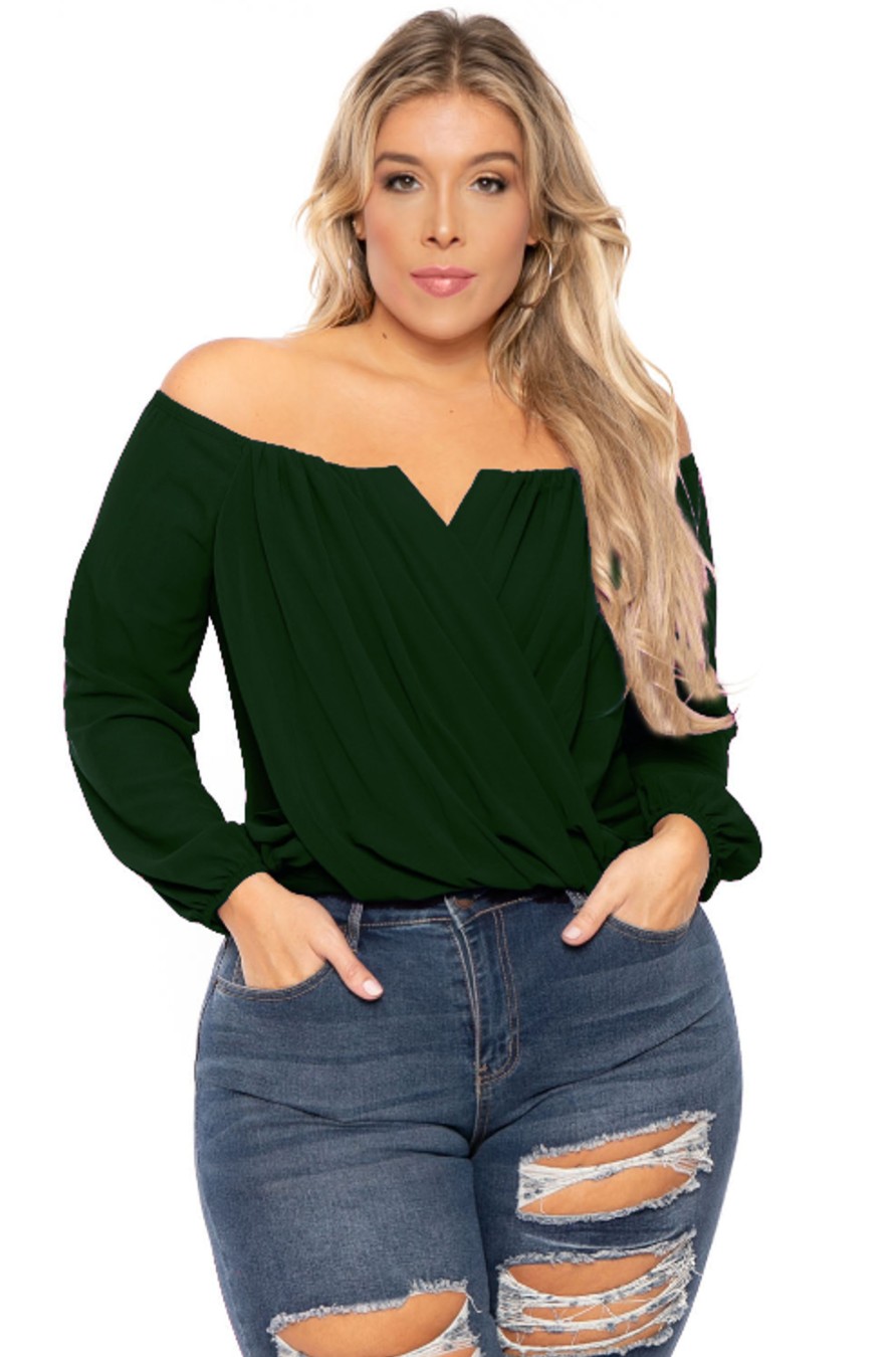 Tops Bluebell | Plus Size Aryana Cross Over Top Hunter Green