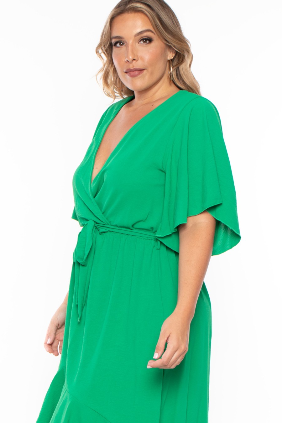 Dresses Bluebell | Plus Size Tati Surplice Ruffle Dress Green