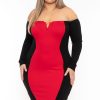 Dresses Curvy Sense | Plus Size Celestielle Hour Glass Illusion Dress Red