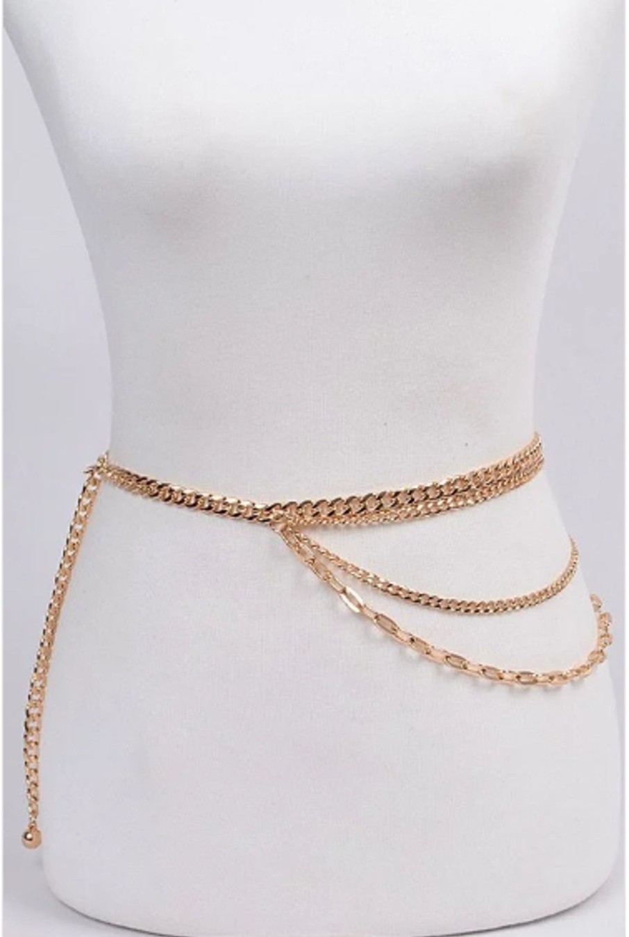 Accessories Hu0026D | Plus Size Layered And Draped Chain Belt Gold