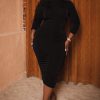 Dresses The Curve LA | Plus Size Chrissy Mock Neck Midi Dress Black