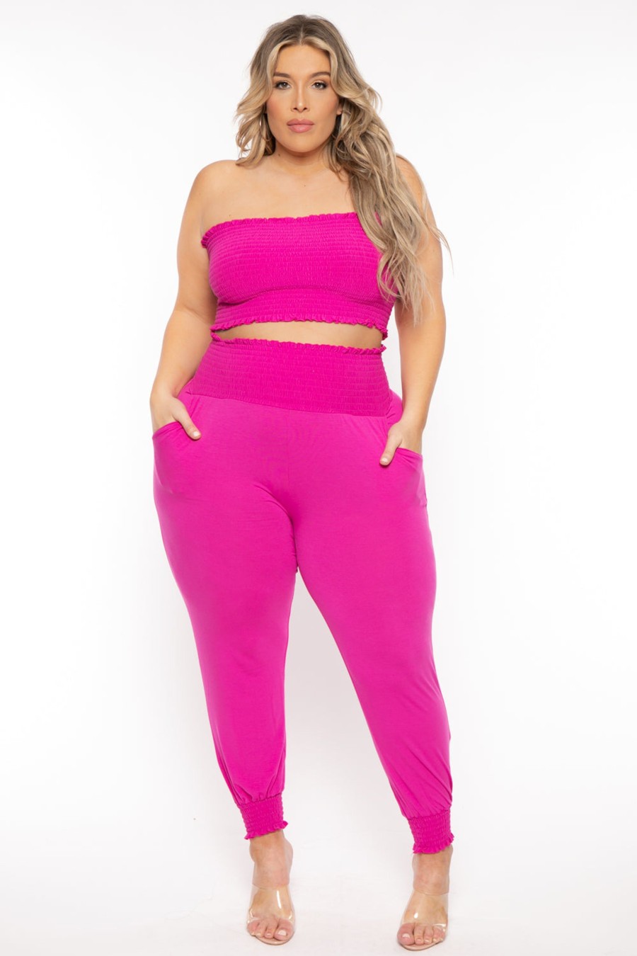 Matching Sets Zenana | Plus Size Ginara Matching Jogger Set Hot Pink