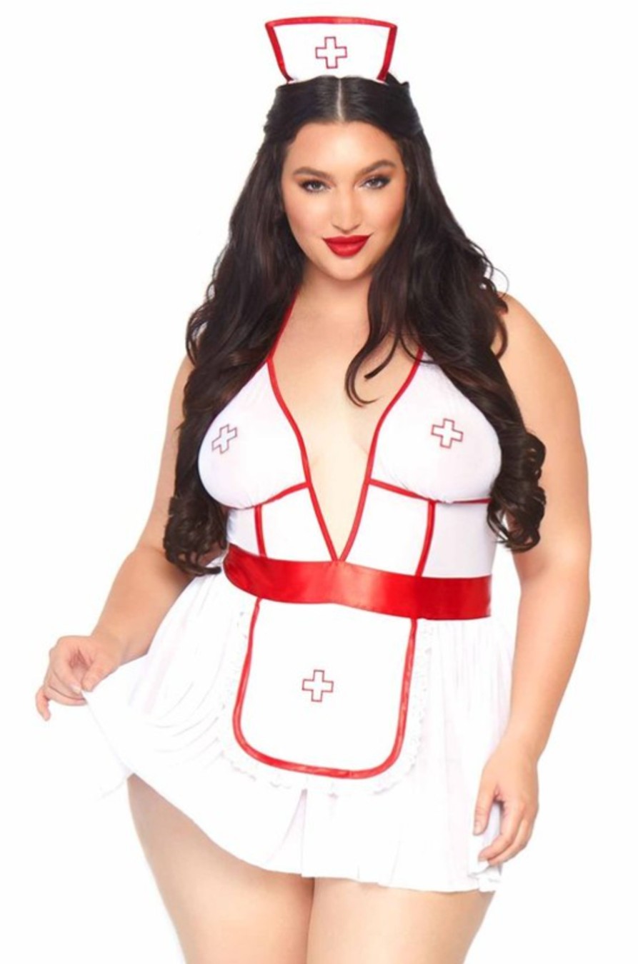 Intimates DONNA DI CAPRI | Plus Size "Love Nurse" Play Lingerie Set Costume White