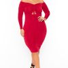 Dresses Curvy Sense | Plus Size Aveline Ruched Dress Red