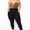 Jumpsuits & Rompers Curvy Sense | Plus Size Nova Leopard Top Jumpsuit Black