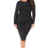 Dresses SYMPHONY | Plus Size Olenia Rhinestone Midi Dress Black